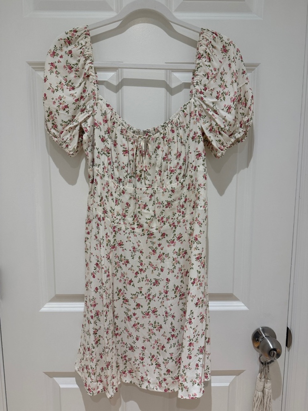 Reformation Cream Floral Mini Dress